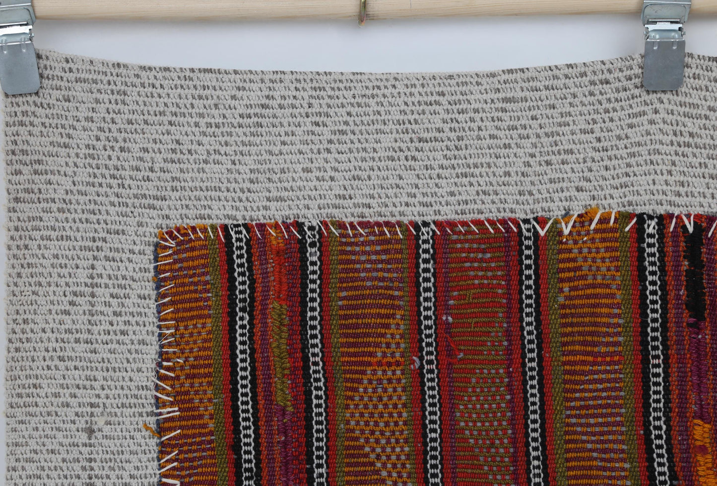 3x4 Vintage Turkish Red Striped Tapestry Rug, Handwoven Wool Wall Hanging, Rustic Textile Art