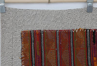 Vintage Turkish Tapestry Rug, Red Orange Striped Wall Hanging (3'6" x 4'1") - photo 3 of 10
