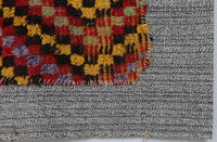 Vintage Turkish Tapestry Rug, Red Orange Chevron, Cotton Wool Wall Hanging (3'6" x 4'2") No. 248774 - photo 8 of 9
