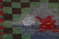 Vintage Turkish Tapestry Rug, Green Red Folk Wall Hanging (2'8" x 4'1") - photo 5 of 9