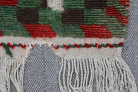 Vintage Turkish Tapestry Rug, Green Red Folk Wall Hanging (2'8" x 4'1") - photo 8 of 9
