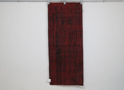 2x5 Vintage Turkish Runner Rug, Handmade Wool Cotton Hallway Rug, Distressed Red Entryway Accent Rug
