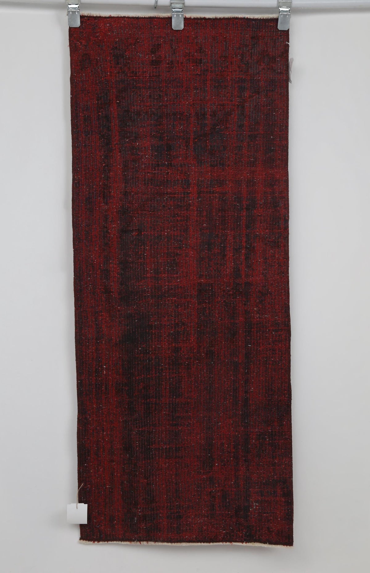 2x5 Vintage Turkish Runner Rug, Handmade Wool Cotton Hallway Rug, Distressed Red Entryway Accent Rug