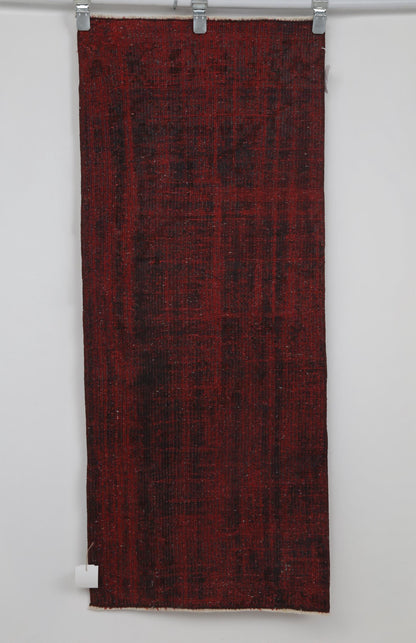 2x5 Vintage Turkish Runner Rug, Handmade Wool Cotton Hallway Rug, Distressed Red Entryway Accent Rug