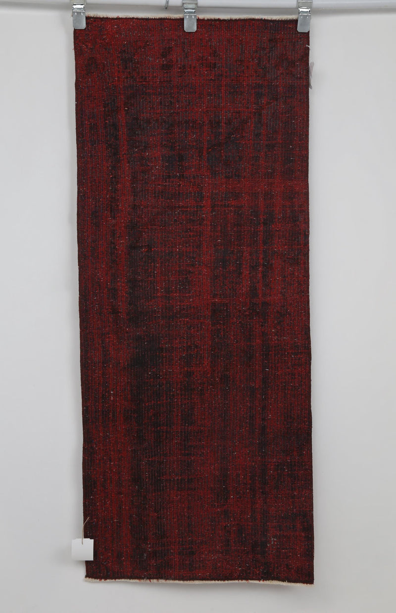 2x5 Vintage Turkish Runner Rug, Handmade Wool Cotton Hallway Rug, Distressed Red Entryway Accent Rug