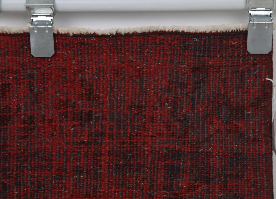 2x5 Vintage Turkish Runner Rug, Handmade Wool Cotton Hallway Rug, Distressed Red Entryway Accent Rug