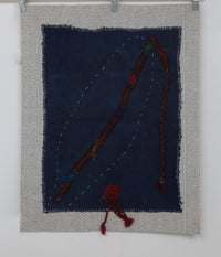 Vintage Turkish Tapestry Rug, Blue Solid Wall Hanging (3'4" x 4'2") - photo 3 of 8