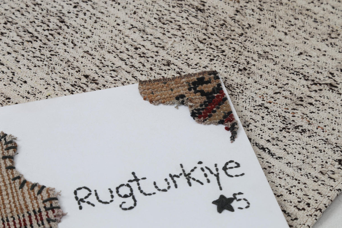 2x10 Vintage Turkish Flatweave Runner Rug, Handmade Wool Striped Hallway Rug, Neutral Beige Rustic Long Runner