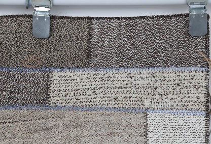 2x8 Vintage Turkish Flatweave Patchwork Runner Rug, Handmade Neutral Wool Hallway Rug, White Black Long Runner
