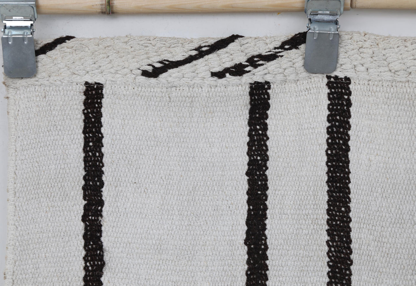 2x9 Vintage Turkish Hemp Runner Rug, Handmade White Black Striped Hallway Runner, Minimalist Wool Hemp Rug