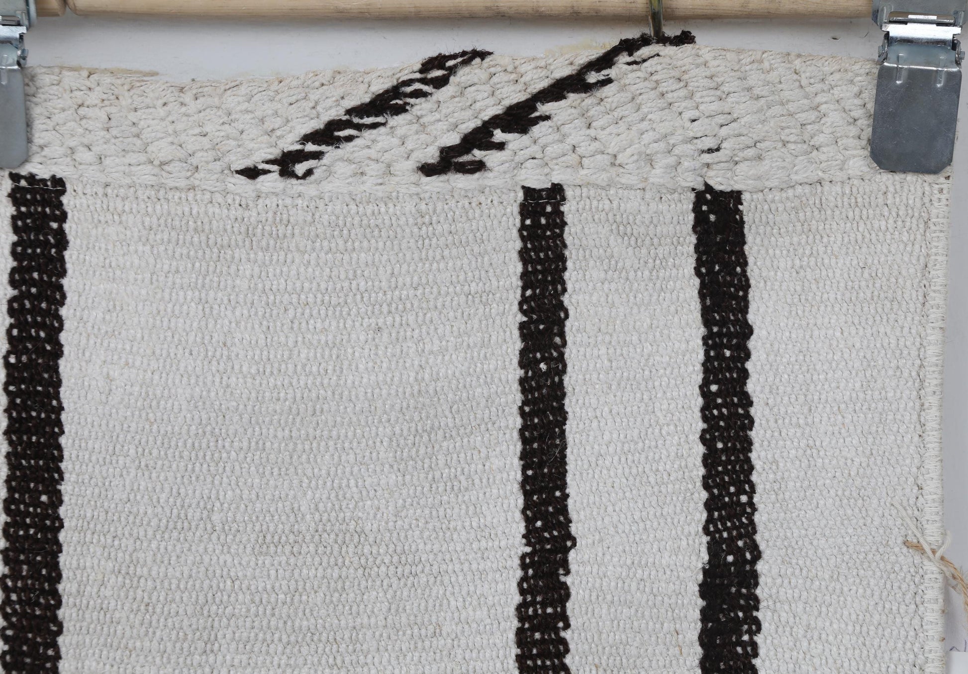 2x9 Vintage Turkish Hemp Runner Rug, Handmade White Black Striped Hallway Runner, Minimalist Wool Hemp Rug
