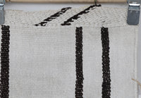 Vintage Turkish Wool Hemp Runner Rug, Black White Striped Minimalist (2x9) - photo 4 of 10