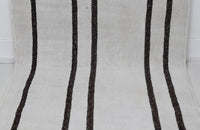 Vintage Turkish Wool Hemp Runner Rug, Black White Striped Minimalist (2x9) - photo 9 of 10