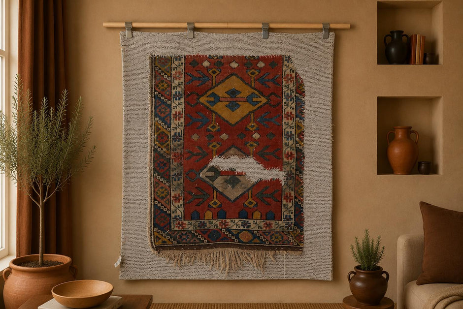 3x4 Handmade Wool Tapestry Rug, Turkish Textile Wall Hanging, One of a Kind Fiber Art