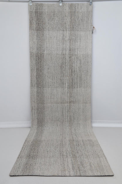 3x10 Vintage Turkish Flatweave Runner Rug, Handmade Wool Cotton Hallway Rug, Neutral Beige Long Rustic Runner