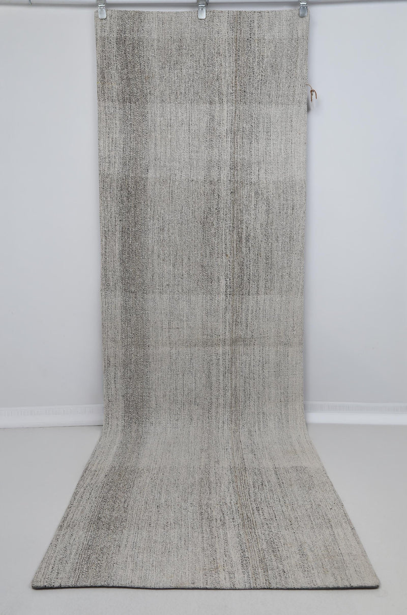 3x10 Vintage Turkish Flatweave Runner Rug, Handmade Wool Cotton Hallway Rug, Neutral Beige Long Rustic Runner