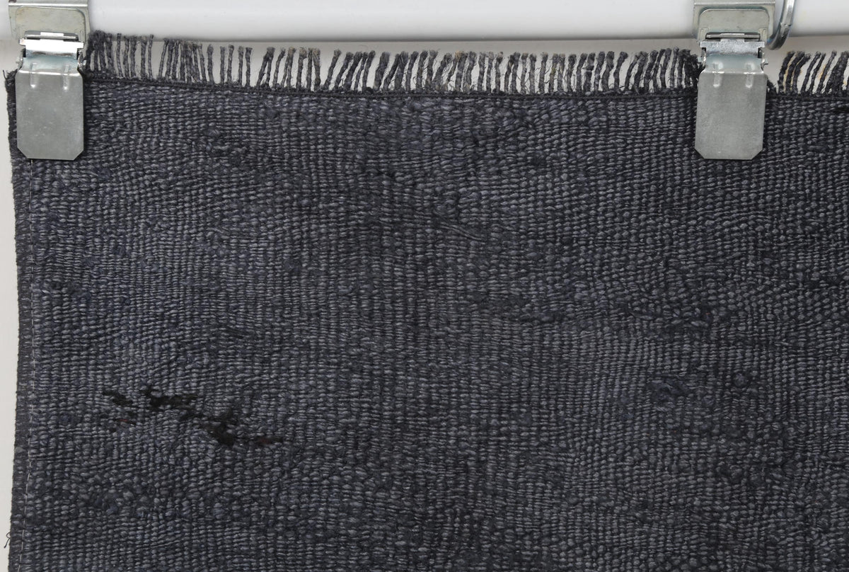 2x7 Vintage Turkish Hemp Runner Rug, Handmade Charcoal Gray Hallway Runner, Minimal Rustic Long Rug