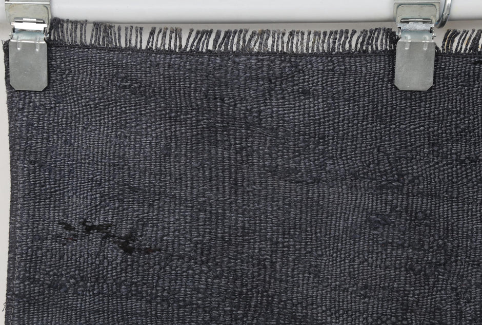 2x7 Vintage Turkish Hemp Runner Rug, Handmade Charcoal Gray Hallway Runner, Minimal Rustic Long Rug