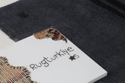 2x7 Vintage Turkish Hemp Runner Rug, Handmade Charcoal Gray Hallway Runner, Minimal Rustic Long Rug