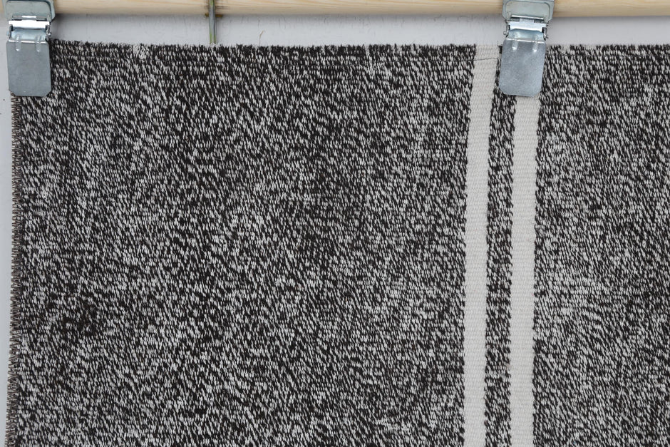 2x7 Vintage Turkish Flatweave Runner Rug, Black White Patchwork Kilim Runner, Handmade Cotton Wool Hallway Rug