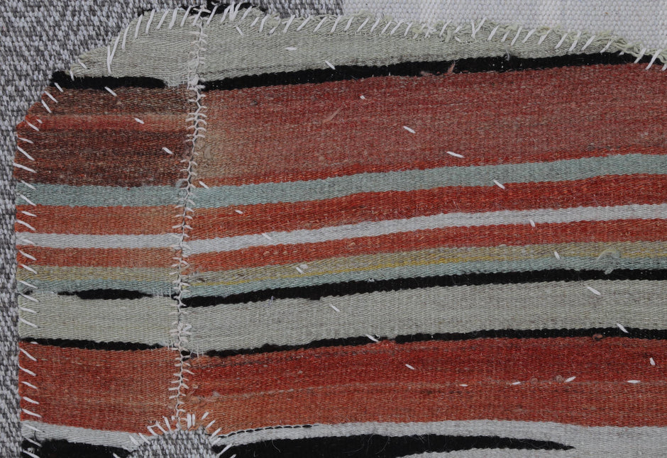 3x4 Vintage Turkish Striped Tapestry Rug, Handwoven Wool Wall Hanging, Multicolor Textile Art