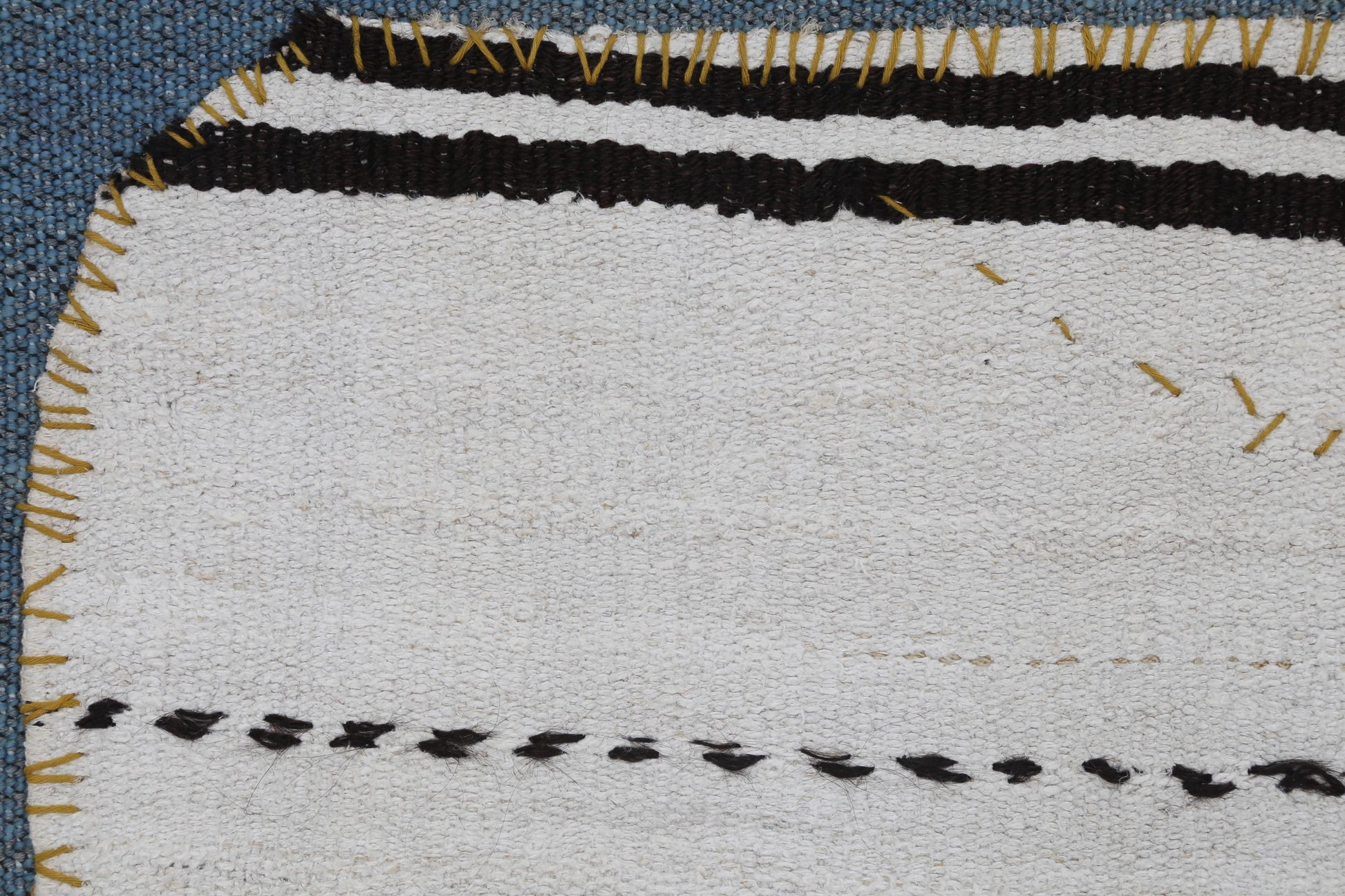 3x4 Vintage Hemp Tapestry Rug, Minimalist Turkish Wall Hanging, White Handmade Textile Art