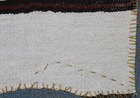 Vintage Turkish Tapestry Rug, White Blue Striped Wall Hanging (3' x 3'5") - photo 8 of 10