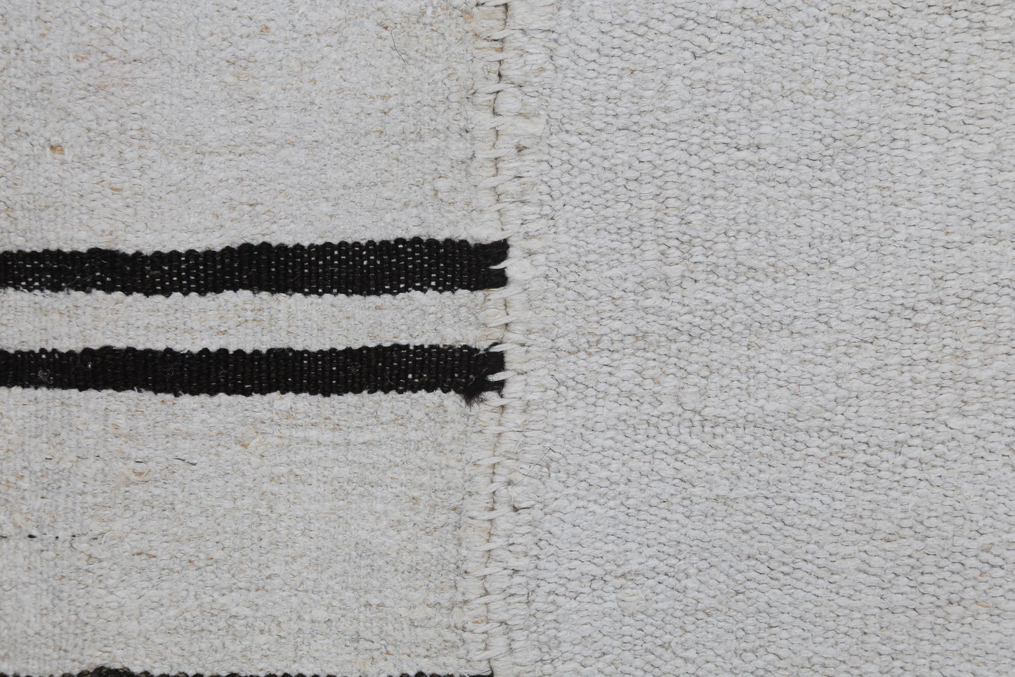 9x11 Vintage Turkish Hemp Rug, Handmade White Striped Flatweave Area Rug, Large Tribal Wool Hemp Carpet