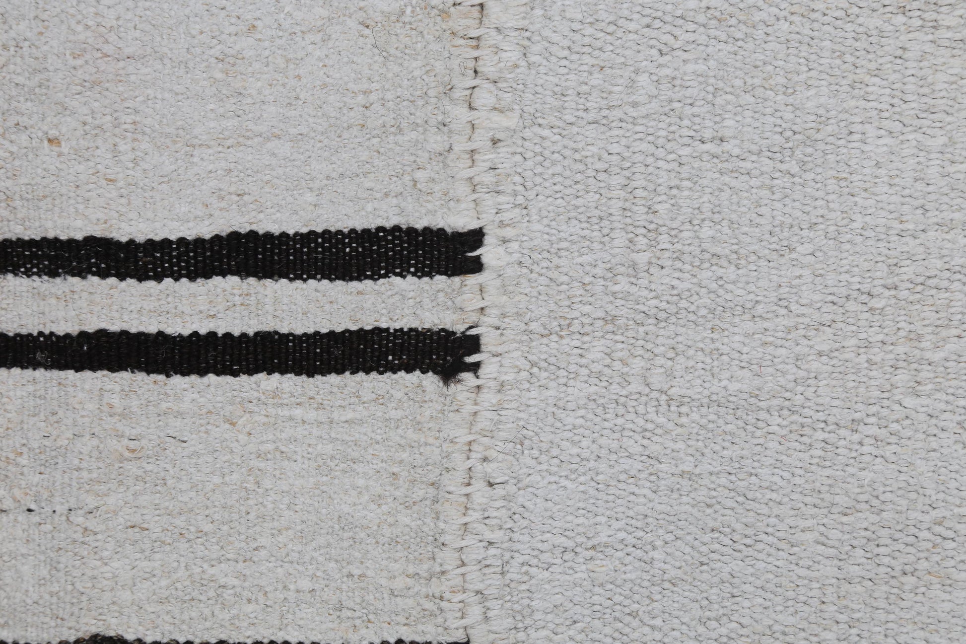 9x11 Vintage Turkish Hemp Rug, Handmade White Striped Flatweave Area Rug, Large Tribal Wool Hemp Carpet