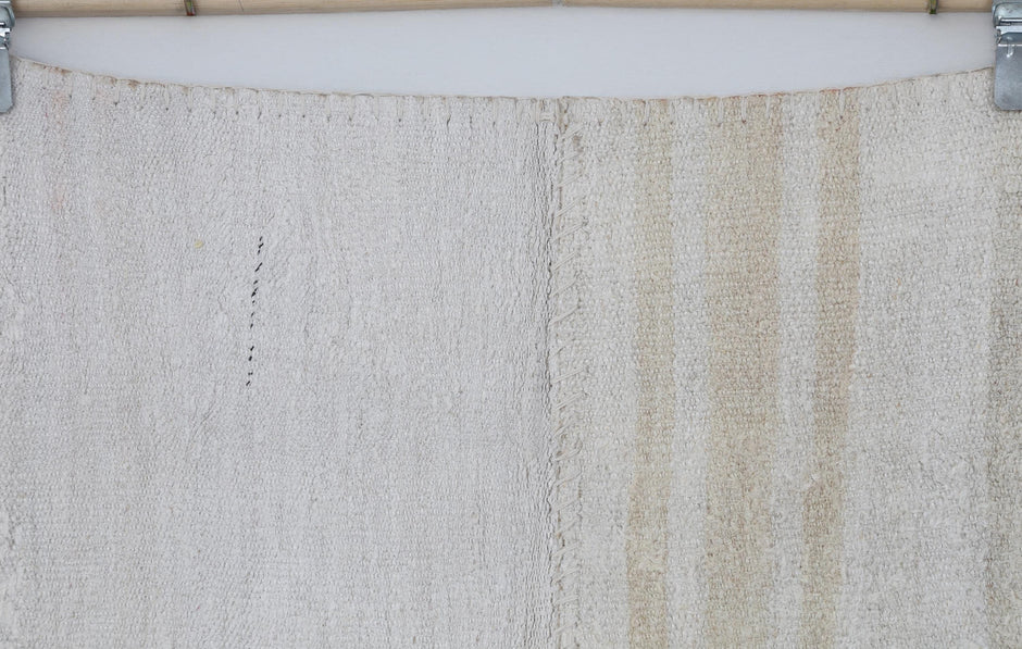 7x10 Vintage Turkish Hemp Patchwork Rug, Handmade Neutral Beige Area Rug, Minimalist Large Hemp Rug