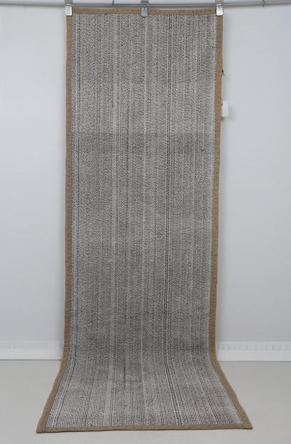 3x8 Vintage Turkish Flatweave Runner Rug, Handmade Wool Hallway Rug, Neutral Beige Gray Minimalist Kilim Runner