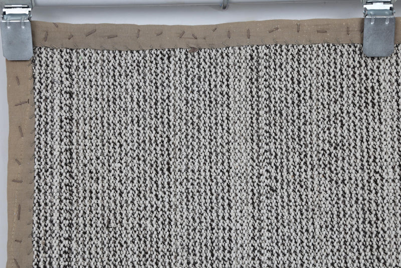 3x8 Vintage Turkish Flatweave Runner Rug, Handmade Wool Hallway Rug, Neutral Beige Gray Minimalist Kilim Runner