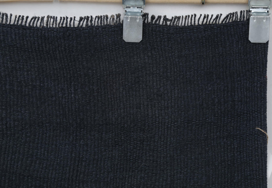 2x8 Vintage Turkish Hemp Runner Rug, Handmade Dark Blue Minimalist Hallway Rug, Narrow Rustic Hemp Carpet