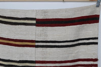 Vintage Turkish Wool Hemp Rug, White Striped Minimalist (9x12) - photo 4 of 10