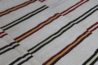 Vintage Turkish Wool Hemp Rug, White Striped Minimalist (9x12) - photo 8 of 10