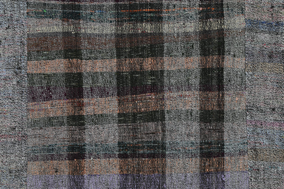 8x10 Vintage Turkish Flatweave Rug, Handmade Multicolor Wool Cotton Area Rug, Large Minimalist Kilim Carpet