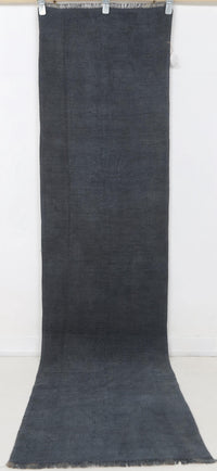 Vintage Turkish Hemp Runner Rug, Blue Minimalist (2x8) - photo 2 of 10
