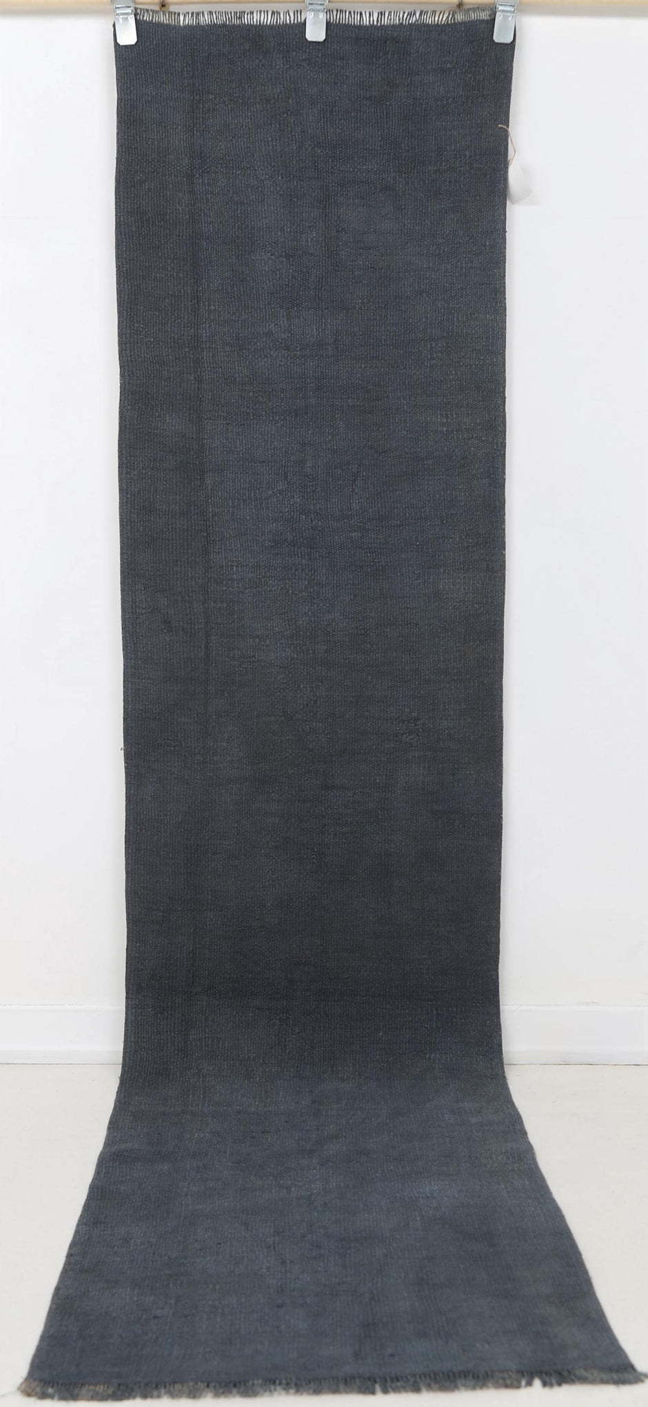 2x8 Vintage Turkish Hemp Runner Rug, Handmade Blue Hallway Rug, Minimalist Narrow Runner Carpet