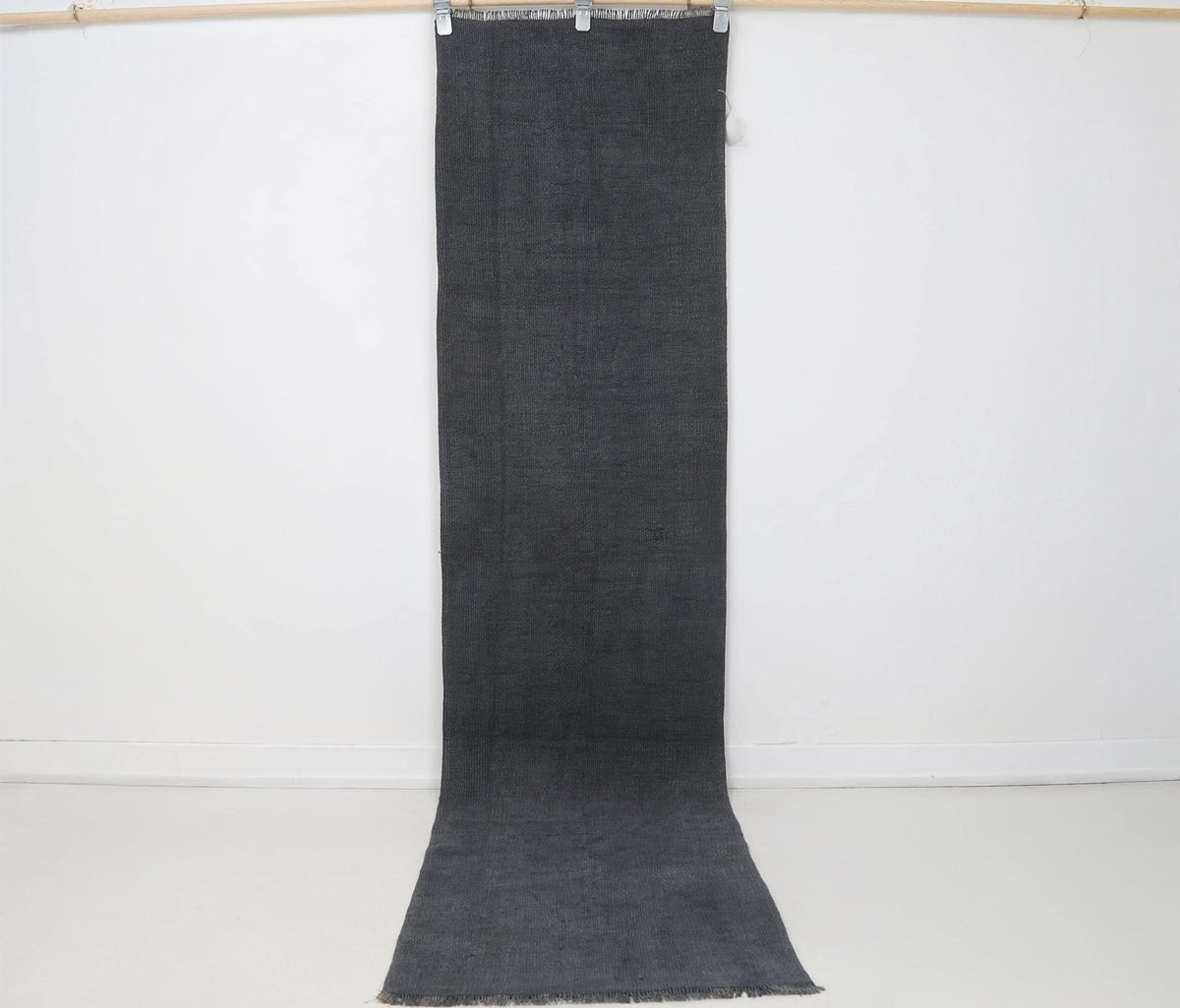 Vintage Turkish Hemp Runner Rug, Blue Minimalist (2x8) - photo 1 of 10