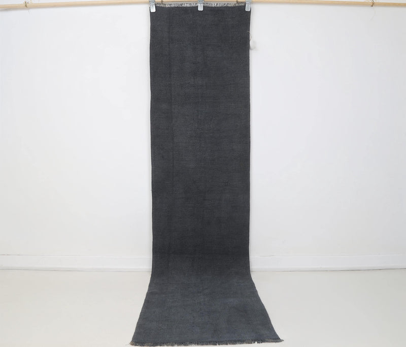 2x8 Vintage Turkish Hemp Runner Rug, Handmade Blue Hallway Rug, Minimalist Narrow Runner Carpet