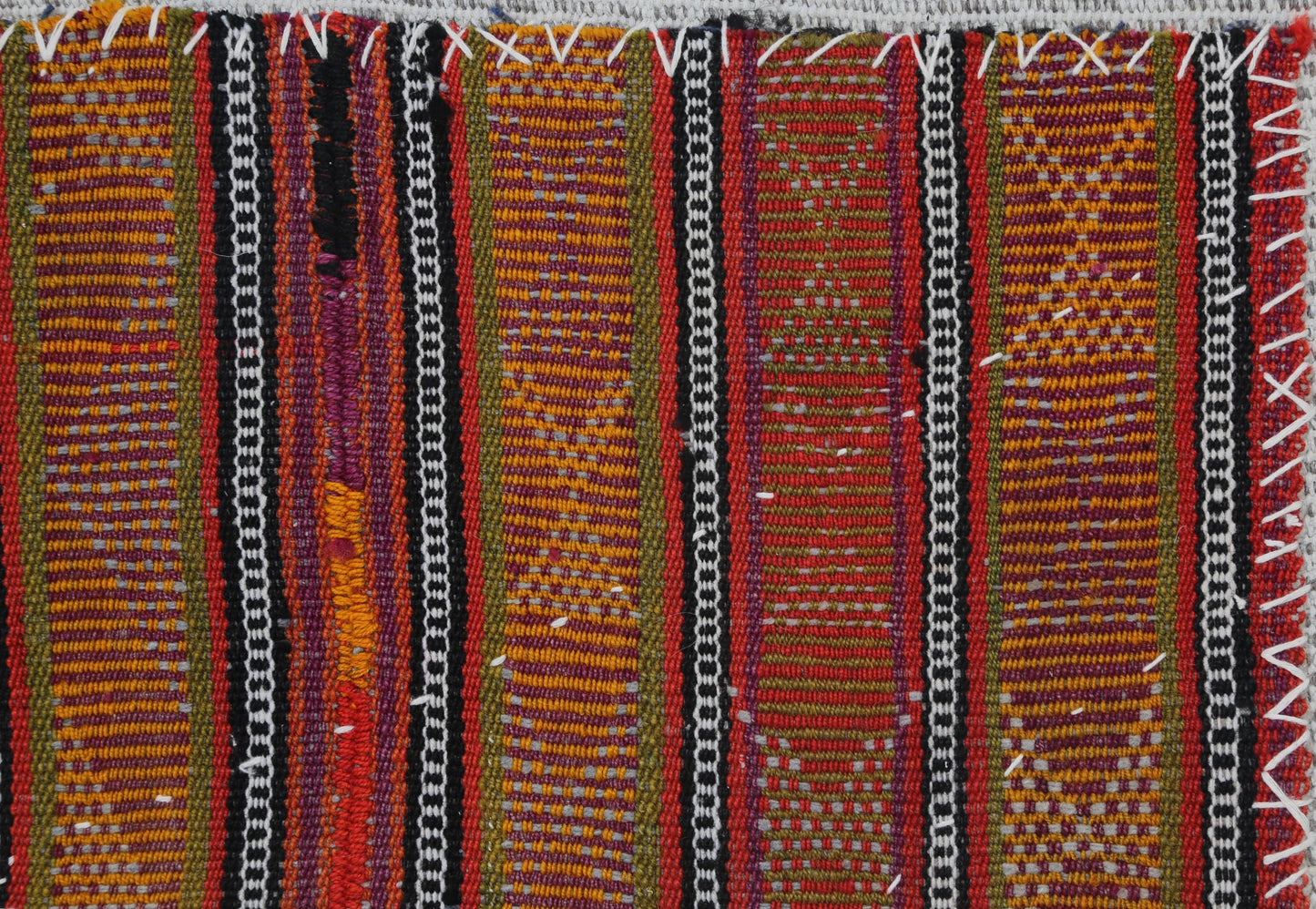 3x4 Vintage Turkish Red Striped Tapestry Rug, Handwoven Wool Wall Hanging, Rustic Textile Art