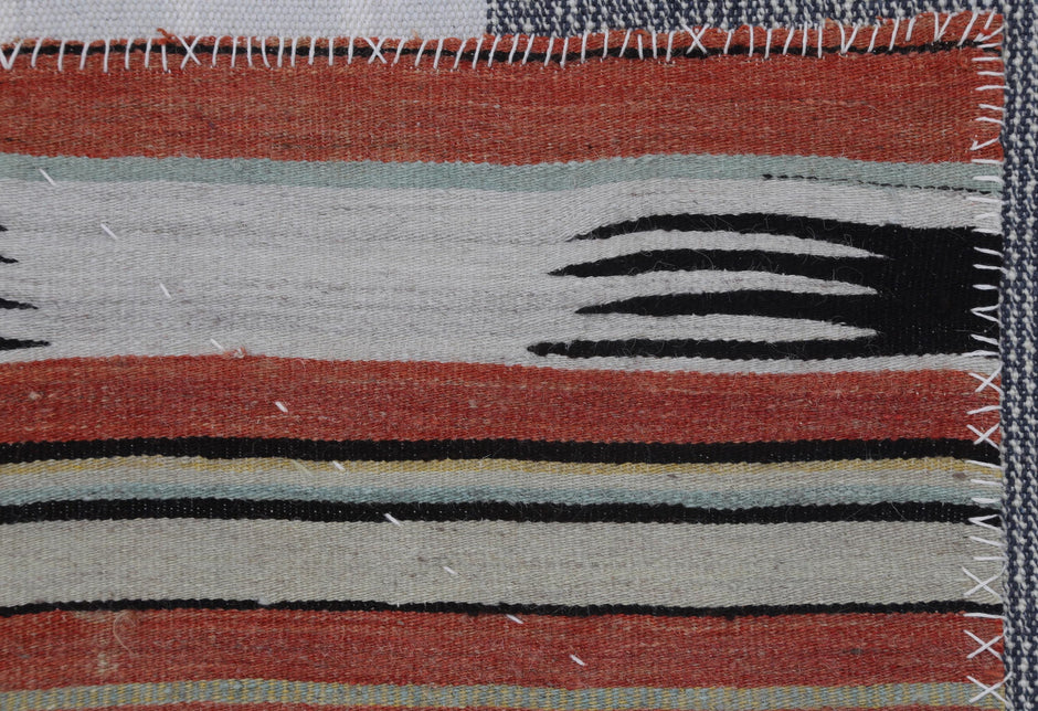 3x4 Vintage Turkish Striped Tapestry Rug, Handwoven Wool Wall Hanging, Multicolor Textile Art Decor