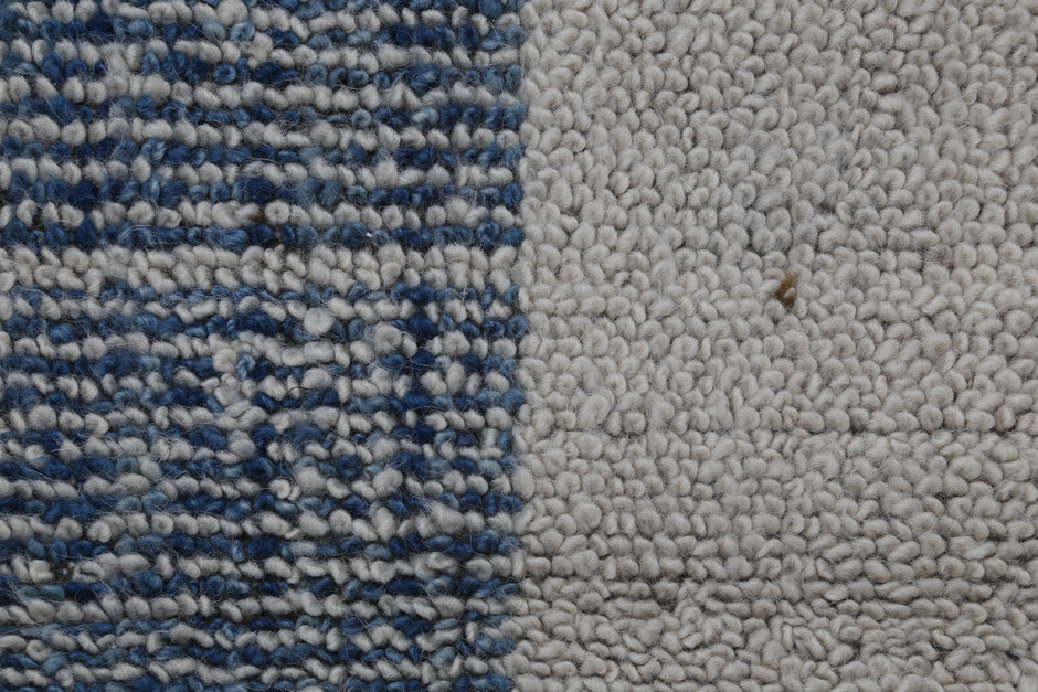 3x4 Vintage Turkish Blue Tapestry Rug, Handwoven Wool Wall Hanging, Minimalist Textile Art