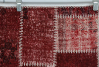 5x6 Vintage Turkish Tapestry Rug, Handmade Patchwork Wall Hanging, Red Wool Cotton Textile Wall Art, Boho Home Decor