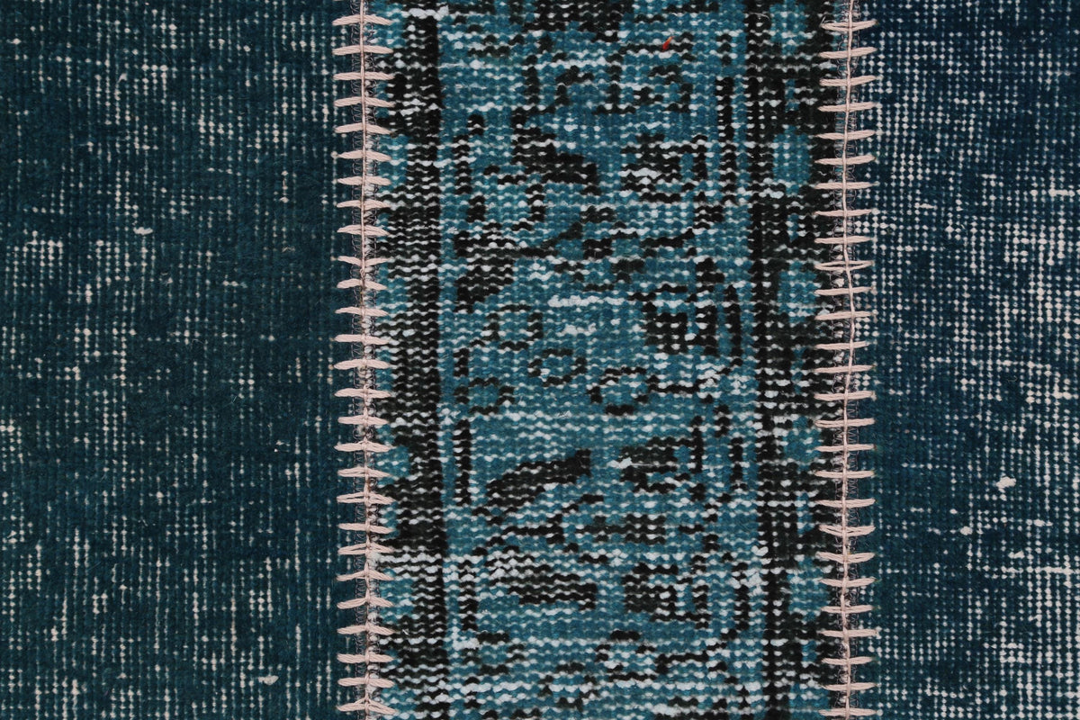 2x3 Vintage Turkish Patchwork Rug, Handmade Small Wool Cotton Accent Rug, Blue Patchwork Entryway Rug
