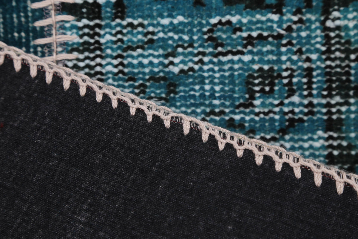 2x3 Vintage Turkish Patchwork Rug, Handmade Small Wool Cotton Accent Rug, Blue Patchwork Entryway Rug