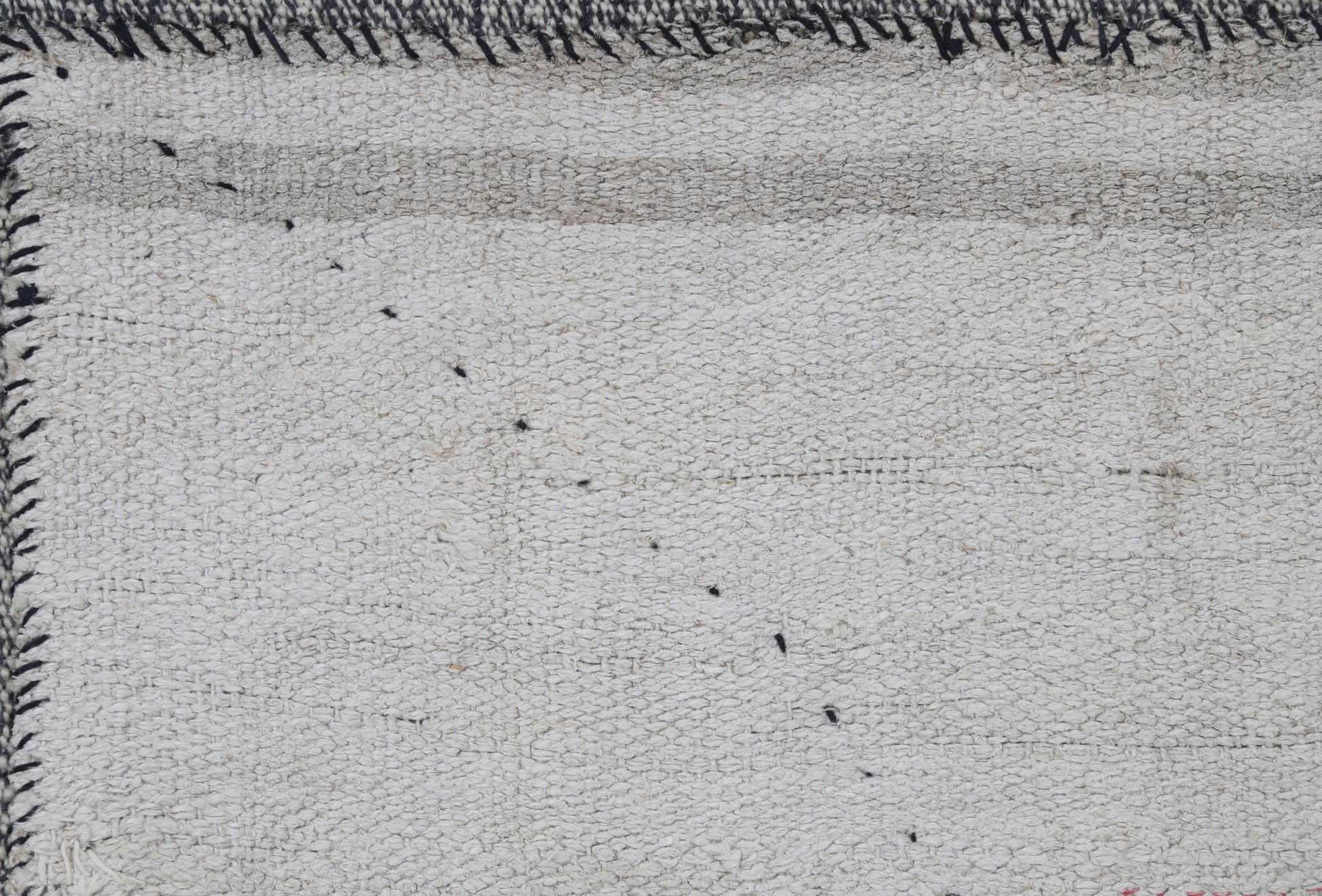 3x4 Vintage Turkish Minimalist Tapestry Rug, Handwoven Wool Hemp Wall Hanging, White Textile Fiber Art