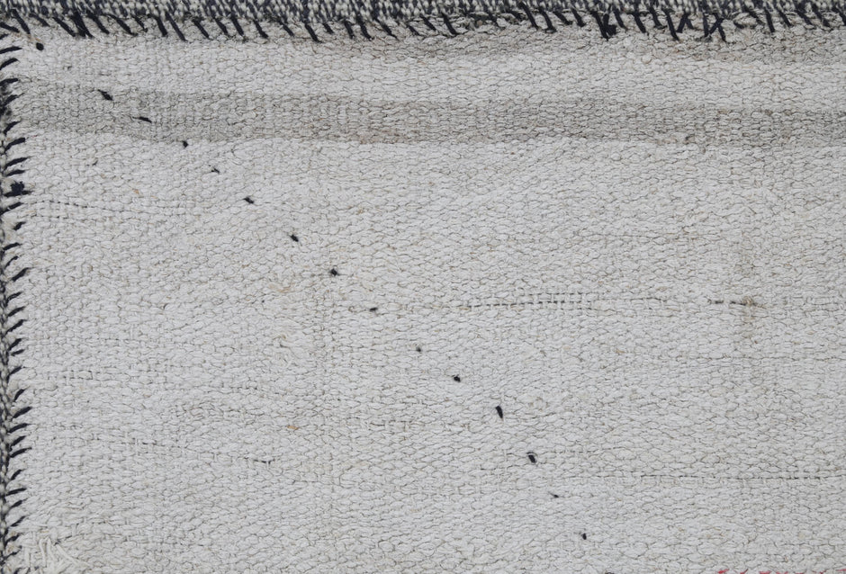 3x4 Vintage Turkish Minimalist Tapestry Rug, Handwoven Wool Hemp Wall Hanging, White Textile Fiber Art