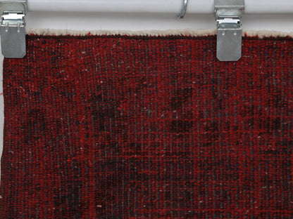 2x5 Vintage Turkish Runner Rug, Handmade Wool Cotton Hallway Rug, Distressed Red Entryway Accent Rug