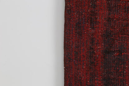 2x5 Vintage Turkish Runner Rug, Handmade Wool Cotton Hallway Rug, Distressed Red Entryway Accent Rug